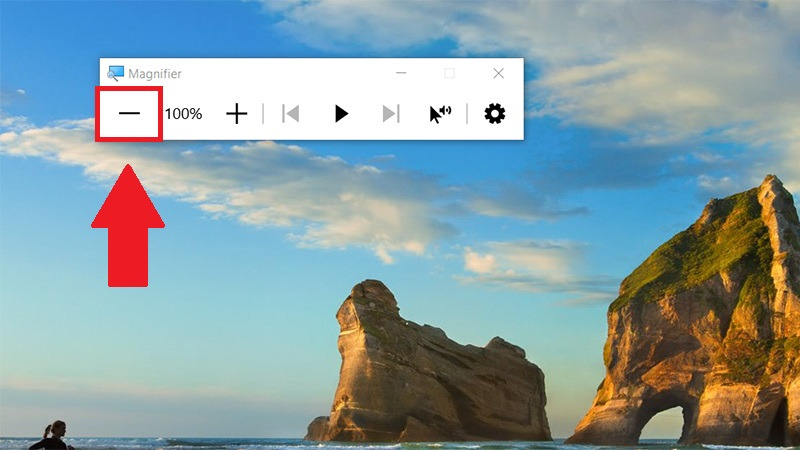 chọn mục "-" trong Magnifier.